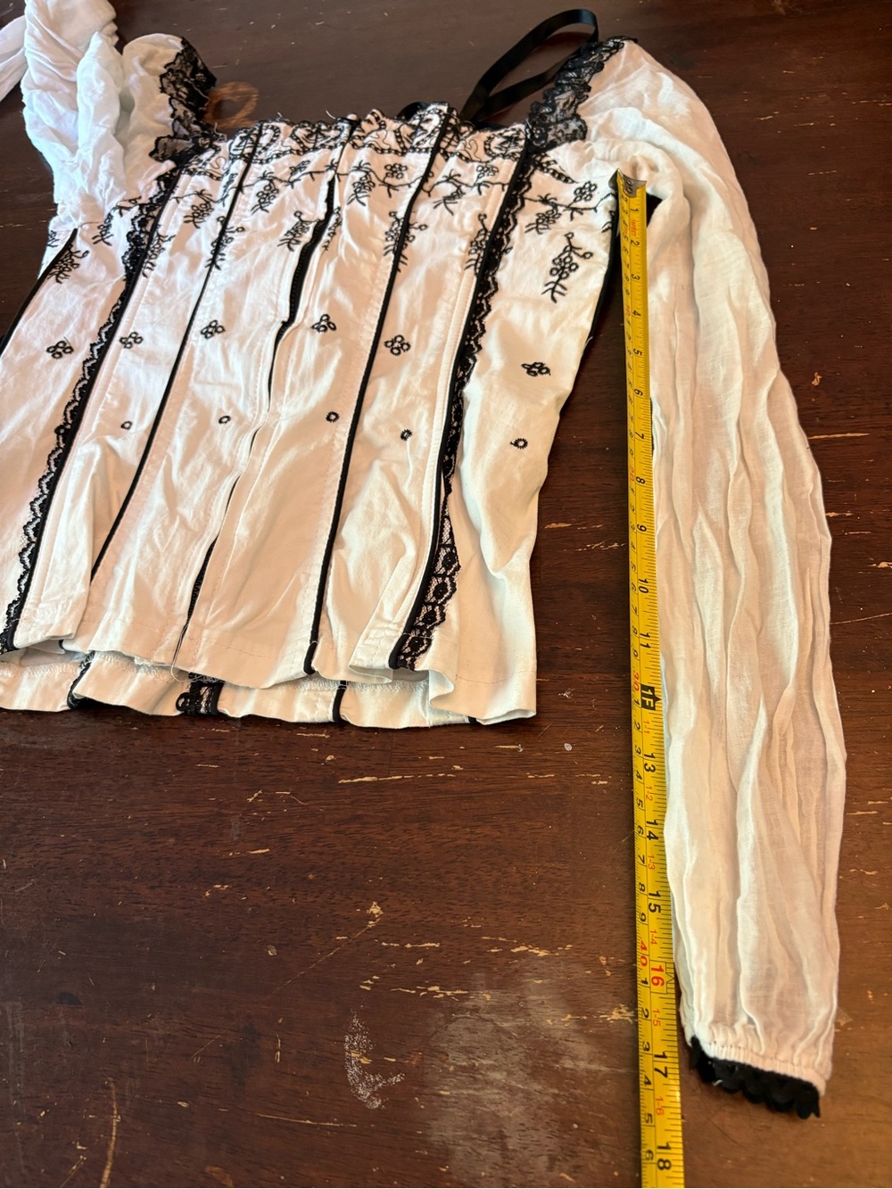 Vintage Tripp White Embroidered Milkmaid Corset Top - Picture 6 of 10